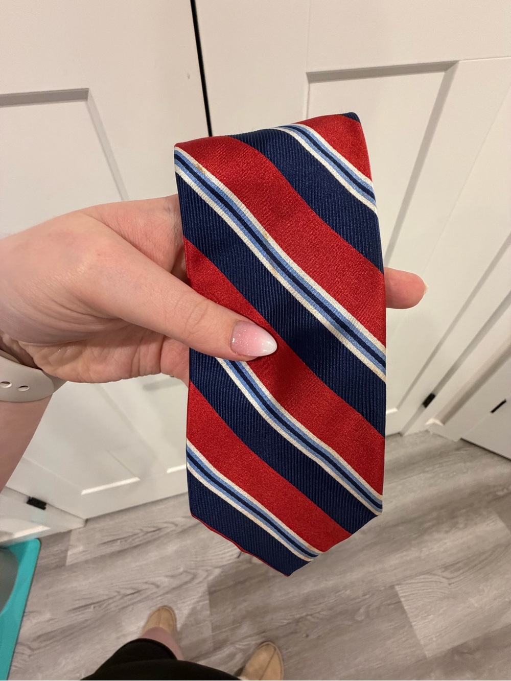 Nautica Red, Navy & White Diagonal Stripe Tie